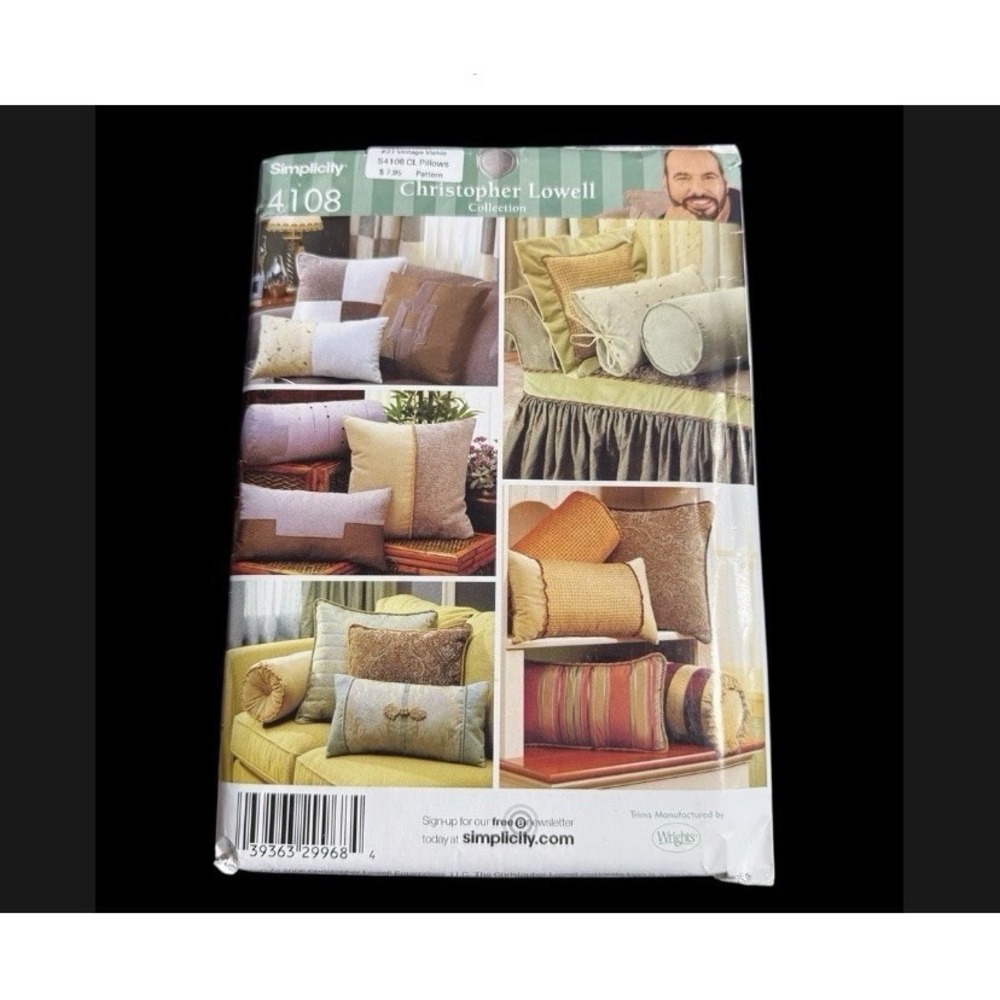 Simplicity Pattern 4108 Christopher Lowell Home Decor Bolsters Pillows Uncut